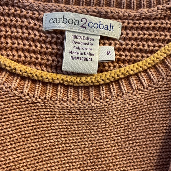 Carbon 2 Cobalt 100% Cotton Pullover Cable Knit Sweater Mens Size Medium - Picture 6 of 9